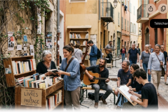 Illustration éditoriale pour Nice crée local : faire circuler la musique, les livres et les talents dans la ville