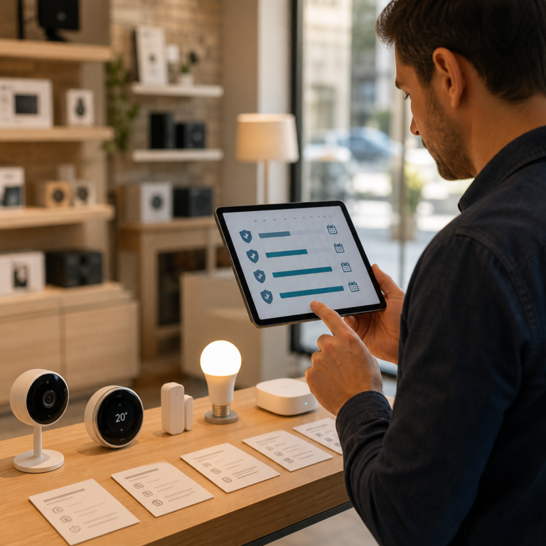Illustration éditoriale pour Objets connectés : les mises à jour de sécurité à vérifier avant l’achat