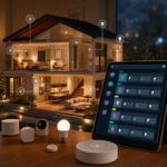 Illustration éditoriale pour Home Assistant : organiser pièces, étages et étiquettes avant que la maison devienne illisible