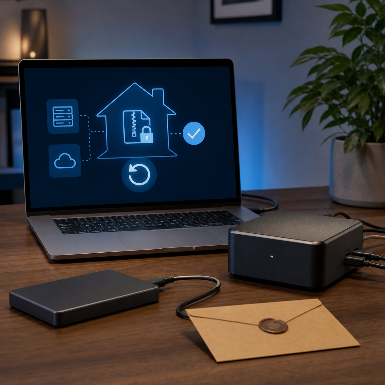Illustration éditoriale pour Home Assistant : sauvegarder avant une mise à jour et vérifier que la restauration est possible