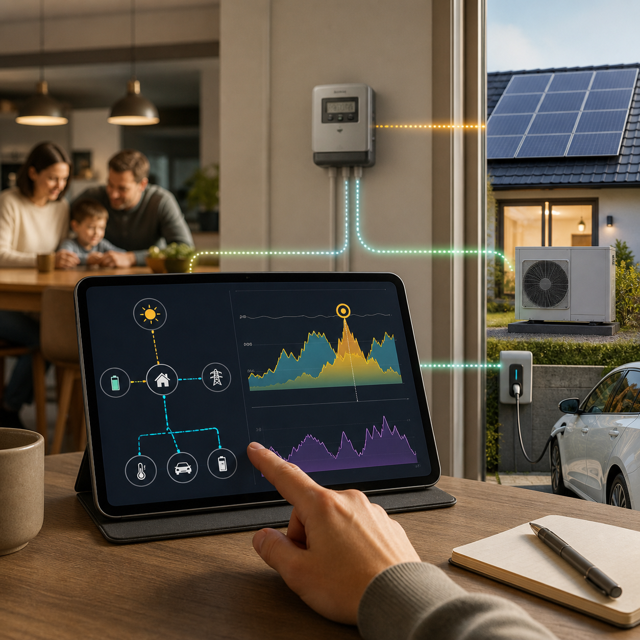 Illustration éditoriale pour Home Assistant : construire un tableau de bord énergie qui conduit à une décision