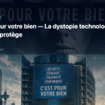 Illustration éditoriale pour « 2032: Pour votre bien — La dystopie technologique qui vous protège »
