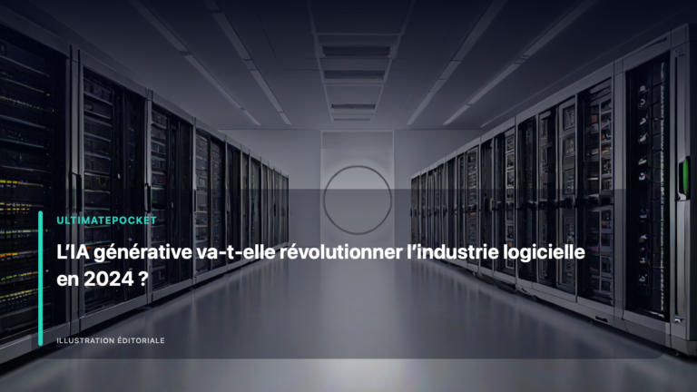 Illustration éditoriale pour « L’IA générative va-t-elle révolutionner l’industrie logicielle en 2024 ? »