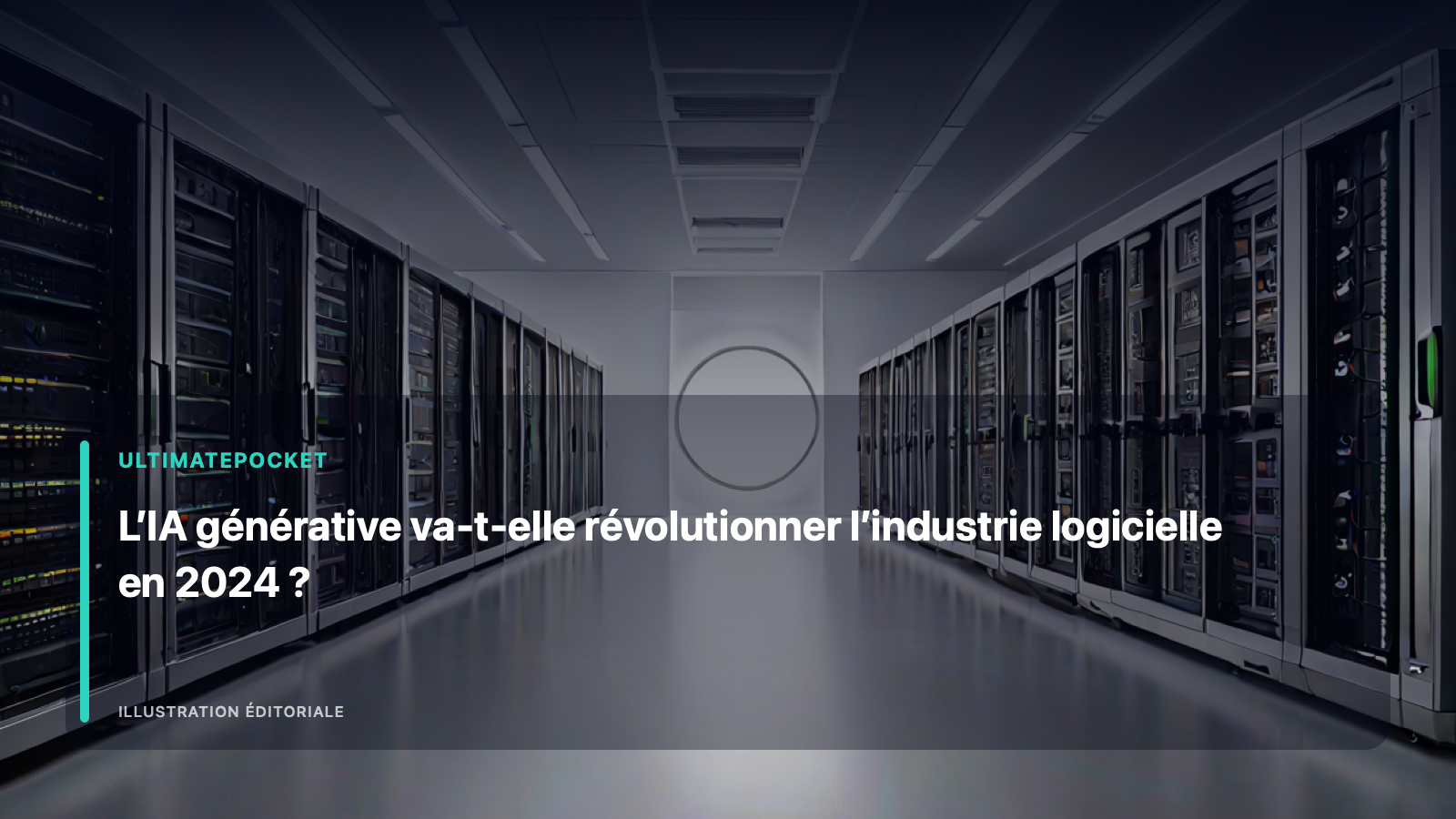 Illustration éditoriale pour « L’IA générative va-t-elle révolutionner l’industrie logicielle en 2024 ? »