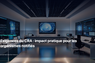 Illustration éditoriale pour « Exigences du CRA : impact pratique pour les organismes notifiés »