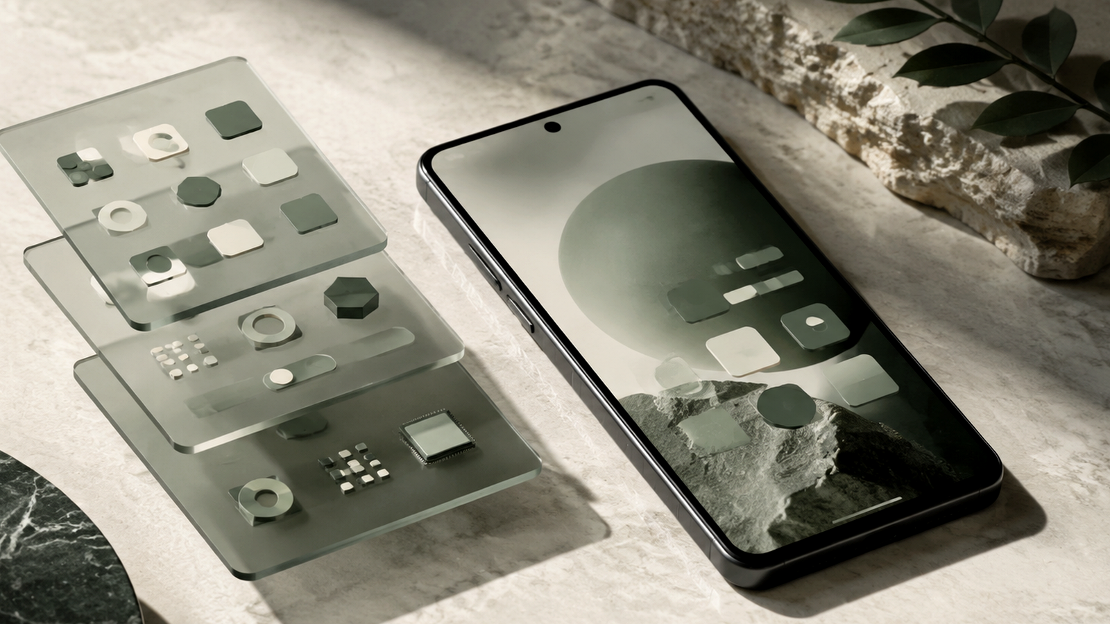 Illustration éditoriale pour Android 2026 : ce qui change vraiment entre le système d’exploitation pur et ses versions fabricants – et pourquoi ça compte pour votre sécurité