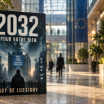 Illustration éditoriale pour 2032 : quand l’IA devient le gardien de nos vies